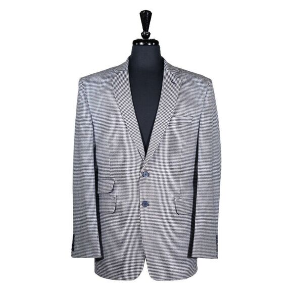 Chiragh Apparel Other - Mens Blazer Blue White Check Wool Formal Party Jacket Wedding Sport Coat 42R
